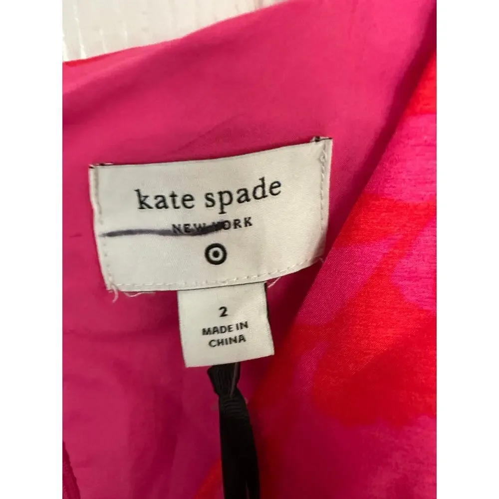 NWT Kate Spade Midi Dress V-Neck Classic Rose Peplum Pink Size 2